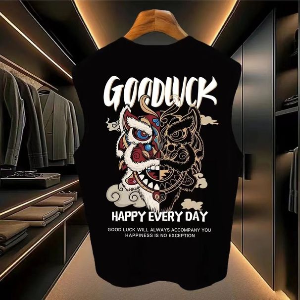 American Ruffian Handsome Heavy Vest - Longxing Universiade Street Leisure Loose Pure Cotton Sleeveless Xiju Mai Ins Printing_viptrois.com