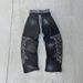 2025 Hip-Hop Drawstring Casual Loose Wide-Leg Double-Waist Long Pants, High Street Black White Green_viptrois.com