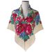 Russian Style Square Scarf - Ethnic Printed Silk Shawl (Gold Trim, Sun Protection, Travel & Head Wrap)_viptrois.com
