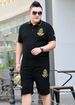 Men's Clothing Fat man plus size lapel t-shirt short-sleeved suit summer oversized shorts sweatpants two-piece suit 195_viptrois.com