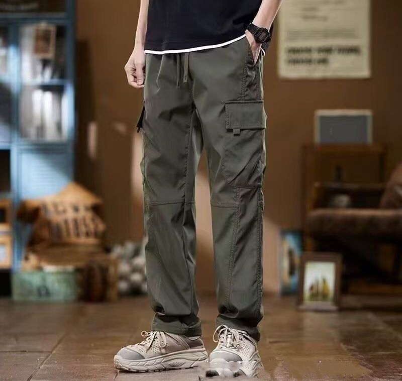 Straight-leg Work Pants For Men In Autumn And Winter, Loose And Multi-pocket Men's Pants, Casual Pants, Long Pants With Fleece, Durable_viptrois.com