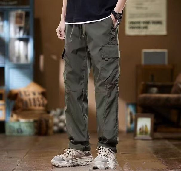 Straight-leg Work Pants For Men In Autumn And Winter, Loose And Multi-pocket Men's Pants, Casual Pants, Long Pants With Fleece, Durable_viptrois.com