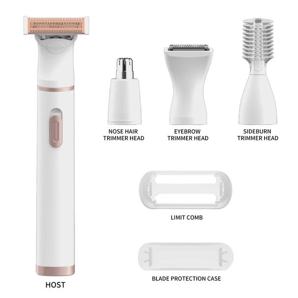 Four In One Women's USB Rechargeable Household Nose Hair Remover Eyebrow Trimmer Multifunctional Electric Shaver_viptrois.com