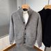 Men’s Mock Neck Knit Cardigan – Thickened Casual Pullover With Pockets (M-XXXL, Off-White/Grey/Black/Brown)_viptrois.com