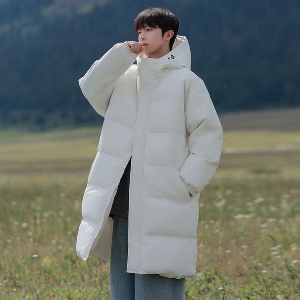 Thick Winter Mid-Length Thickened Warm Jacket Men's Trendy Loose Versatile Hooded Color Block Cotton Coat_viptrois.com