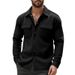 Men's Clothing Fleece Lined Turn-Down Collar Multi-Pocket Single-Breasted Casual Jacket - Slim Fit Lightweight Warm Stylish Outerwear Urban Commute_viptrois.com