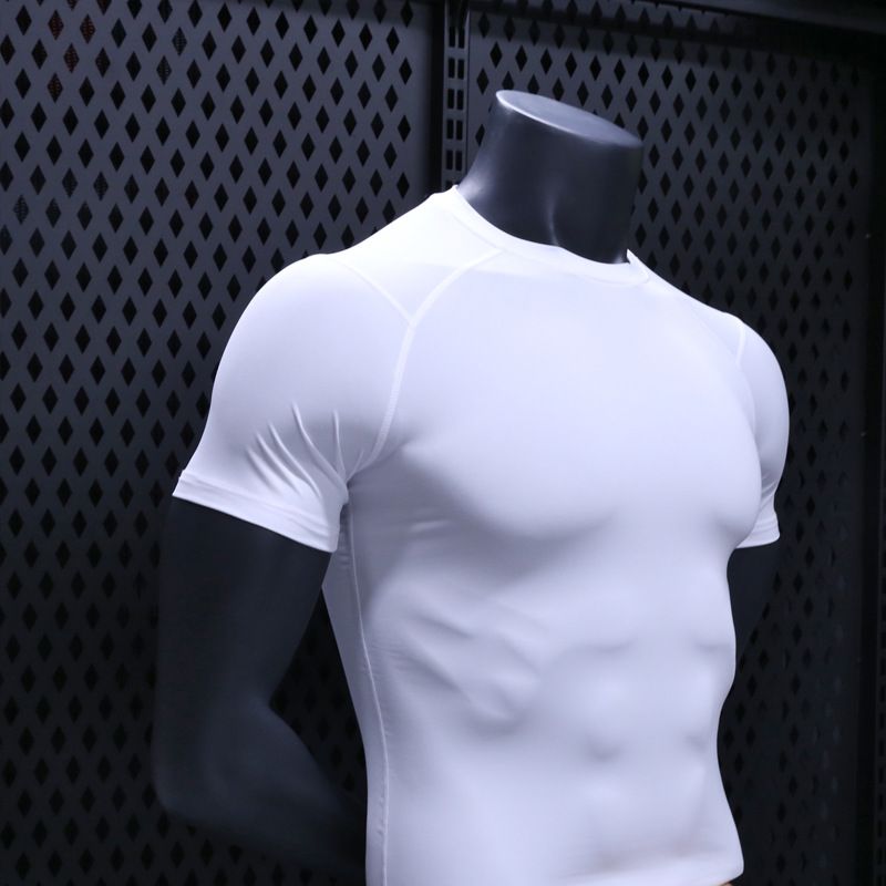 Men's Clothing Short Sleeved Summer Fitness Running Training Clothes Quick Drying T Shirt Casual Polo Shirt Short Sleeved High Elastic_viptrois.com