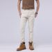 Stretch white casual pants for men patchwork denim petite trousers_viptrois.com