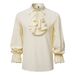Man's clothing Men's long-sleeved shirt Steampunk ruffled medieval Halloween costume_viptrois.com