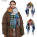 Unisex Wool-rainbow plaid scarf women's winter scarf thickened warm shawl_viptrois.com