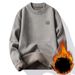 Men's Clothing Round Neck Sweater Plus Velvet Thick Pullover Fleece-Lined Knit Sweater Winter Warm Round Neck Pullover Slim Fit Casual Long Sleeve_viptrois.com