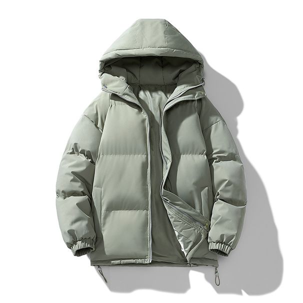 Winter Cotton-padded Men's Solid Color Hooded Down Cotton-padded Jacket, Couple Korean-style Trendy Loose Jacket, Warm Casual Top_viptrois.com
