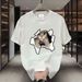 【DORAE】2026 Breathable T-shirt (Eco Cotton) Off-White (Retro Playful Print & "3D Cat Breaking Through" Accent) – Y2K Style For Festival Party_viptrois.com