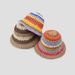 Ins Rainbow Straw Hat Summer Travel Sun Protection Bucket Hat Beach Large Brim Face Small Wool Fisherman Hat_viptrois.com