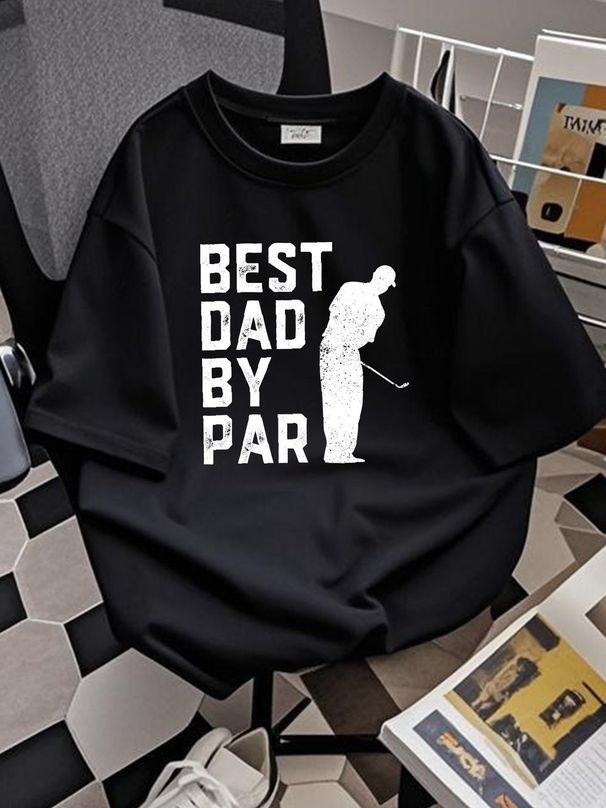 Mens Vintage Best Dad By Par Shirt Father's Day Golfing Tshirt Designer Clothes Stretched Stylish Breathable Slightly Graphic Homme Versatile_viptrois.com