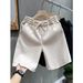 Men's Wheat Patterned Knit Shorts Solid Color Jacquard Design Retro Casual Mid-Length Five Quarter Pants For Students And Young Adults_viptrois.com