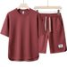 Men’s Quick-Dry Summer Set – Moisture-Wicking T-Shirt & Athletic Shorts (M-3XL, 8 Colors, Polyester Blend, Gym-to-Street)_viptrois.com