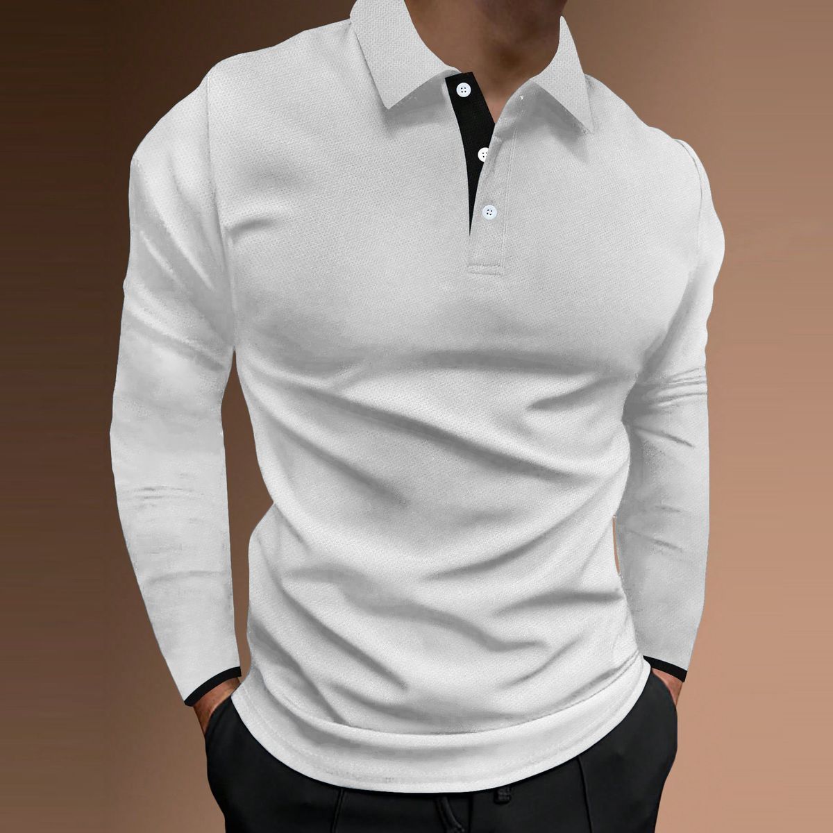 Men's Slim-Fit Long Sleeve Polo Shirt - Breathable & Stretchable, Moisture-Wicking For Gym, Work & Daily Wear_viptrois.com