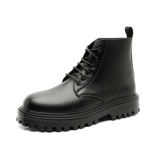 Retro Martin Boots Thick-soled Heightening Outdoor Hiking Tooling Boots High-top Lace-up Round-head Locomotive Boots_viptrois.com