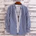 Men's Striped Long Sleeve Shirt – Stylish Printed Casual Shirt For Nightlife, Barbers & Trendy Youth_viptrois.com