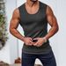 Men's Clothing Knitted Thick Striped Fitness Sports Vest Summer Solid Color Wide Shoulder Casual Fashion _viptrois.com