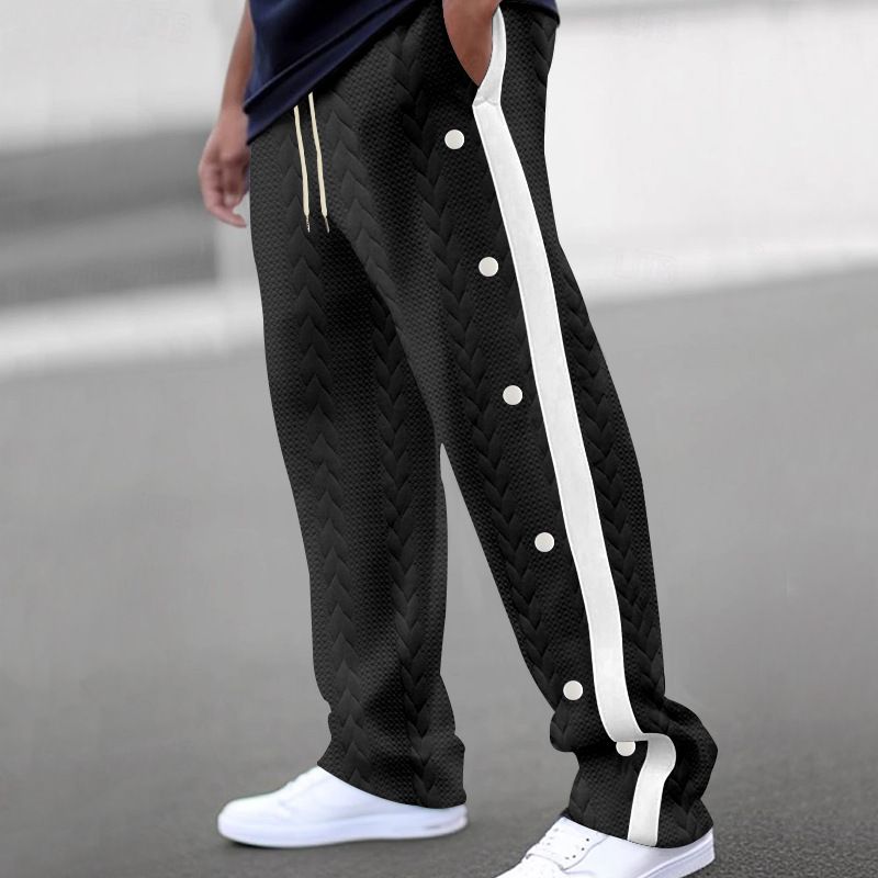 Men's Clothing Textured Jacquard Trousers Single Breasted Patchwork Loose Large Size Casual Pants Versatile Sweatpants_viptrois.com