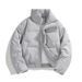 Unisex Winter Puffer Jacket With Stand Collar, Couple Matching Coat, Thickened Polyester Filling, Zipper Front, Casual Outerwear For Men And Women_viptrois.com
