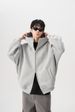 Heavyweight Fleece Zip Hoodie – Unisex Winter Pullover With Dual Zippers (Black/Light Grey, M-3XL)_viptrois.com