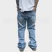 Vintage Distressed Jeans For Men & Women - Washed Denim Pants With Splatter Paint Design, Straight Leg, Stacked, Oversized Fit, Hip Hop Streetwear_viptrois.com
