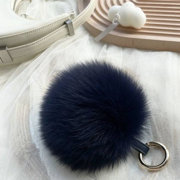 13cm Genuine Fox Fur Pom Keychain Bag Charm - Handcrafted Soft Fluffy Ball Accessory For Women, Fashionable & Cute (Multiple Colors)_viptrois.com