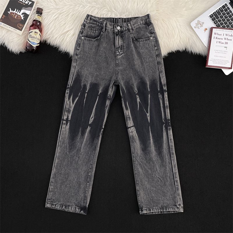 Men's Clothing Jeans 2025 Summer Men's American Narrow Version Slim Straight Semi Elastic Washed Flared Trousers_viptrois.com