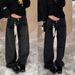 Autumn Winter New Simple Fashion Commuter Washed Black High-Quality Casual Straight-Leg Jeans Unisex_viptrois.com