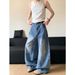2026 Summer American Graffiti Wide-leg Jeans Men's New Design Sense Niche High-waisted Thin Loose Straight-leg Pants_viptrois.com