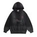 American Style Washed Denim Street Fashion Punk Loose Embroidered Letters Vintage Pullover Hoodie For Men_viptrois.com