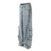 Men's Clothing Multi Pocket Workwear Jeans Loose Straight Wide Leg Casual Versatile Couple Hip Hop Mopping Trousers_viptrois.com