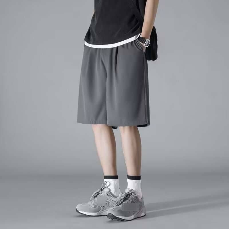Men's Clothing Summer Thin Ice Silk Sports Shorts For Men Loose Casual Black Five Point Running Training Workout Sweatpants_viptrois.com