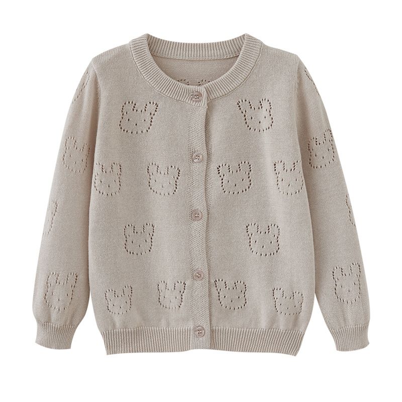 Mother & Kids Soft Cotton Knit Cardigan For Baby Girls & Boys – Lightweight Spring/Autumn Long Sleeve Open Front Sweater (Green/Khaki/White, S-XXL)_viptrois.com