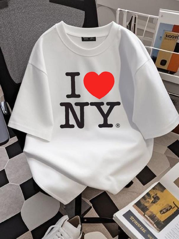 Vintage 1996 I Heart New York White Men's L T-Shirt Classic Logo Love VTG 90s Designer Clothes Casual Graphic Stylish Unisex Soft Homme Breathable_viptrois.com