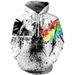 Men's High Street Loose Hooded Sweater, Sweatshirt, Hot-selling In Europe And America, Contrasting Colors, Eagle Graffiti 3D Printing_viptrois.com