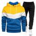 2025 New Fashion Cross-Border Trade Men's Sweatshirt Casual Sports Color Block Autumn Winter Hooded Set_viptrois.com