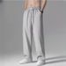 Men's Clothing Ice Silk Casual Pants Men's Straight Loose Summer Thin Drape Wide Leg Quick Drying Sports Trousers_viptrois.com