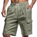 Men's Clothing American Style Multi Pocket Overalls For Men Outdoor Sports Leisure Loose Solid Color Linen Overalls Shorts_viptrois.com