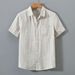 Men's Clothing Retro Casual Thin Short Sleeve Loose Cotton And Linen Shirt_viptrois.com
