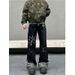 Men's Clothing Regular Trendy Teenagers High Street Graffiti Camouflage Patchwork Jeans Men And Women Spring And Autumn Trousers Zipper Trend_viptrois.com