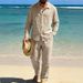 Men's Casual Long Sleeve Shirt And Straight Leg Pants Set Relaxed Fit Spring Fall Outfit_viptrois.com