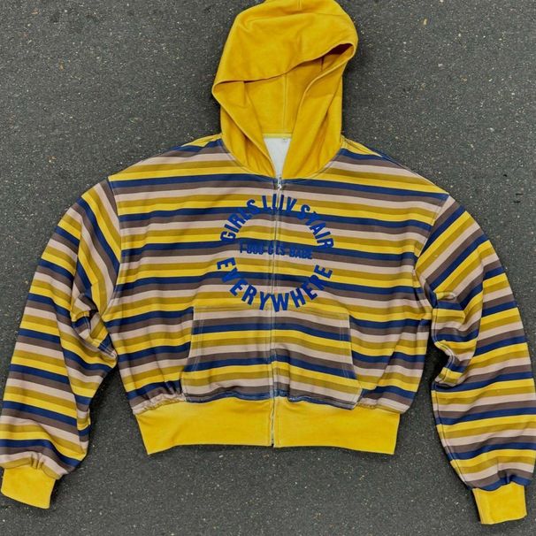 New 2025 American Street Style Men's Hoodie Hip Hop Striped Print Loose Casual Long Sleeve Sweatshirt_viptrois.com
