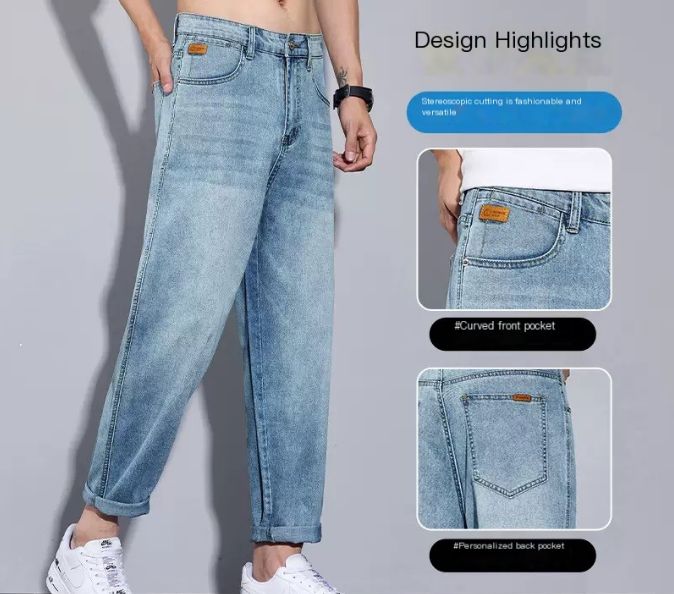 2025 Spring/Summer Men's Vintage American Style Loose-Fitting Fashionable Casual Ice Silk Pants_viptrois.com