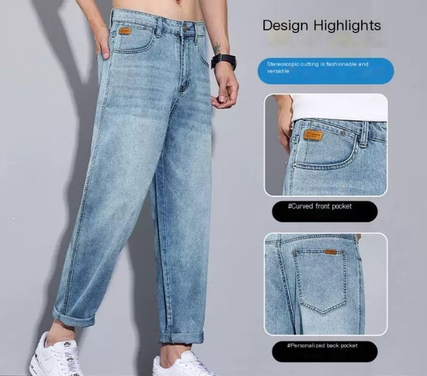 2025 Spring/Summer Men's Vintage American Style Loose-Fitting Fashionable Casual Ice Silk Pants_viptrois.com