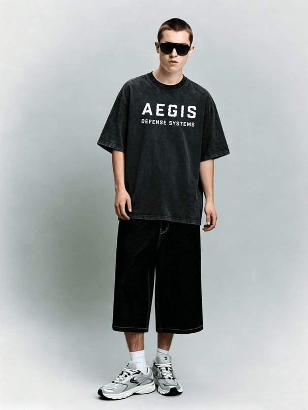 Men's Clothing Heavy Washed Cotton Short Sleeved T Shirt Casual Trend Unisex Summer Ins Black Round Neck Top Trendy Versatile Half Sleeve_viptrois.com