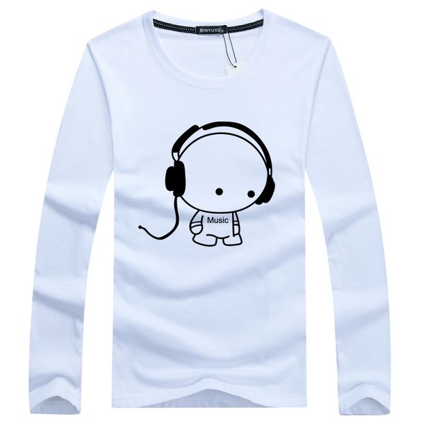 2025 Spring And Autumn Clothing Youth Long Sleeved Korean Edition Thin Cartoon Small Shirt Round Neck Slimming T-Shirt_viptrois.com